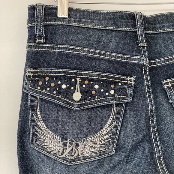 Rock & Republic Womens 4 Bootcut Denim Jeans Dark Wash Embellished Pockets *FLAW - Picture 16 of 16